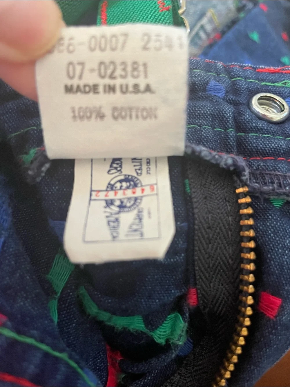 Vtg Baby Oshkosh B’Gosh Colorblock Geometric Denim Overalls Sz 18 Mos Union USA